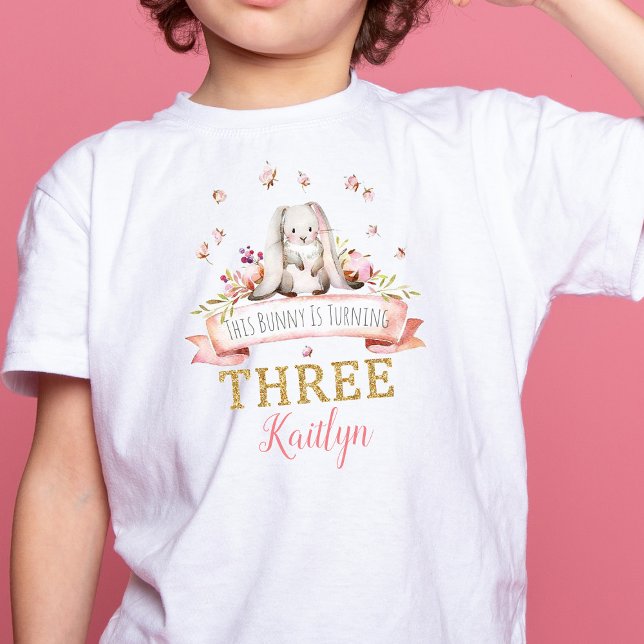 Irgendein Bunny macht drei 3. Geburtstag T-Shirt (Von Creator hochgeladen)