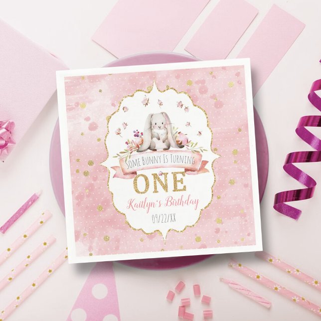 Irgendein Bunny macht einen 1. Geburtstag Serviette (Von Creator hochgeladen)