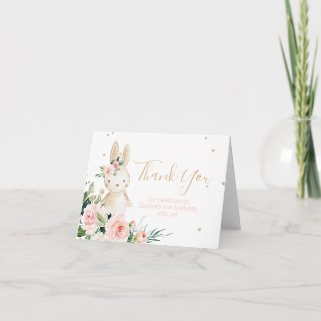 Irgendein Bunny macht einen ersten Geburtstag Dankeskarte (Vorderseite)