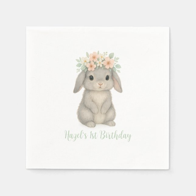 Irgendein Bunny macht einen ersten Geburtstag Napk Serviette (Vorderseite)