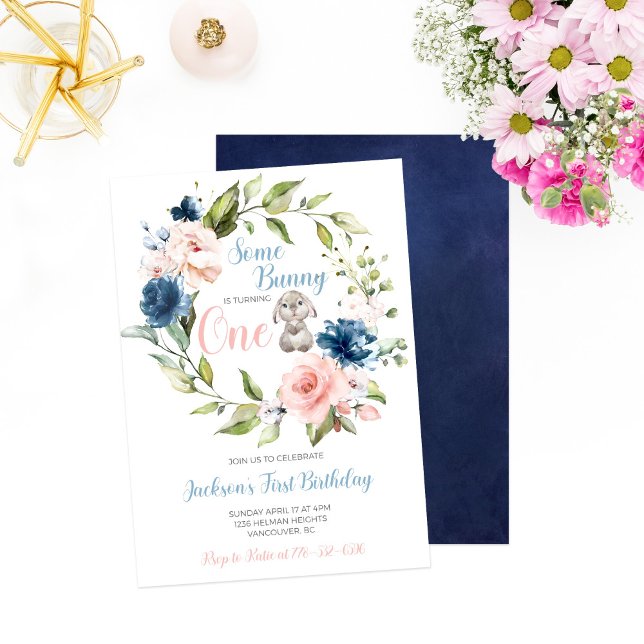 Irgendein Bunny macht einen Ostern ersten Geburtst Einladung (Von Creator hochgeladen)