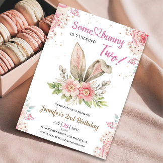 Irgendein Bunny macht ZWEI! 2. Geburtstagskarte Pi Einladung