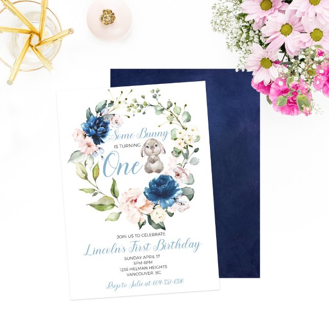 Irgendein Bunny verwandelt ein Boy's First Birthda Einladung (Von Creator hochgeladen)