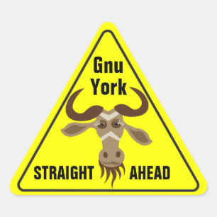 Irgendein Gnu Stuff_road sign_Gnu York gerade Dreieckiger Aufkleber