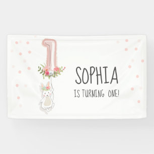 Irgendein Häschen-Geburtstags-Fahnen-erstes rosa Banner