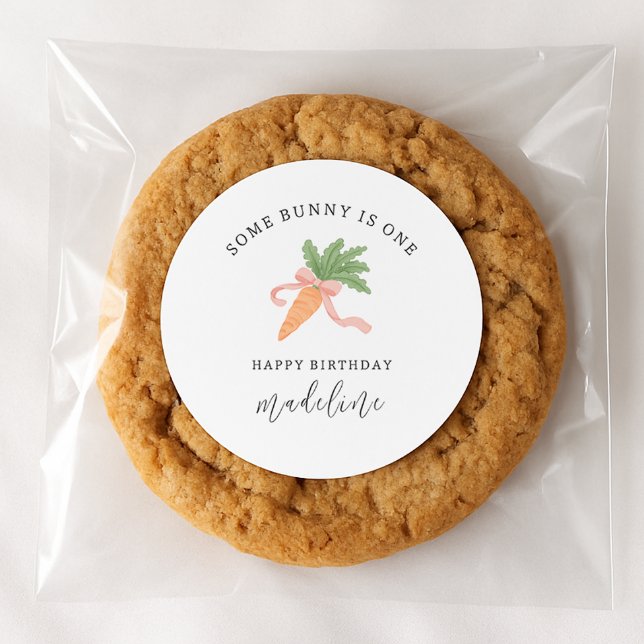 Irgendein Hase ist ein moderner einfacher 1. Gebur Runder Aufkleber (Von Creator hochgeladen)