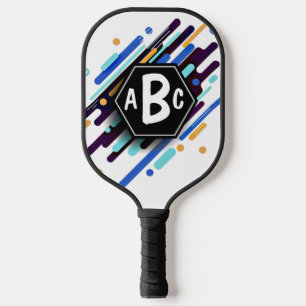 Irgendeine 3 Anfangsbuchstabe Monogram Blue Tan Wh Pickleball Schläger