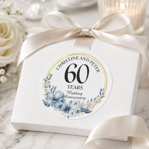 Irgendeine Hochzeit (60) Elegante blaue Blumen-Hoc Runder Aufkleber