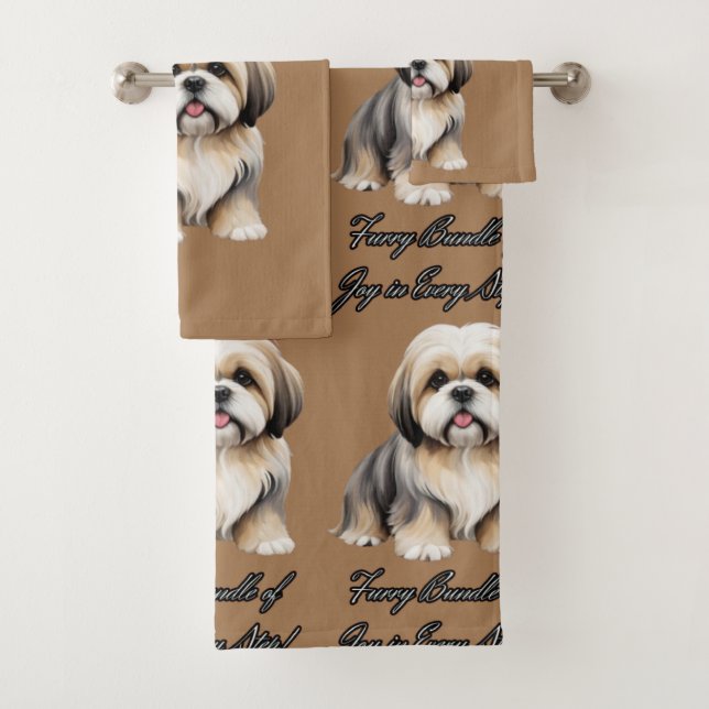 Irgendeine Kutheit: Fluffy Pup in Gentle Shades Badhandtuch Set (Insitu)