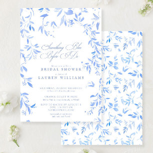 Irgendetwas Blue Floral Script Brautparty Einladung
