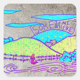 Irgendwann / Irgendwann auf silbrigem Hintergrund Quadratischer Aufkleber