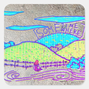 Irgendwann / Irgendwann auf silbrigem Hintergrund Quadratischer Aufkleber