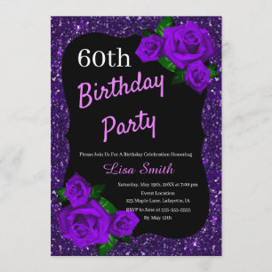 Irgendwelche Alters-Geburtstags-lila Glitzer-lila Einladung