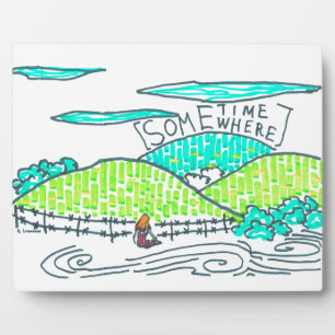 Irgendwo / Irgendwann grüner Cartoon Fotoplatte