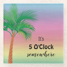 Irgendwo ist es 5 Uhr| Tropischer Sonnenuntergang Glasuntersetzer
