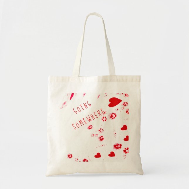 IRGENDWO rosa Herzen Liebe Design Tragetasche (Vorne)