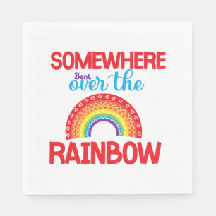 Irgendwo über dem Regenbogenaufkleber gebrannt Serviette