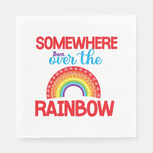 Irgendwo über dem Regenbogenaufkleber gebrannt Serviette (Vorderseite)
