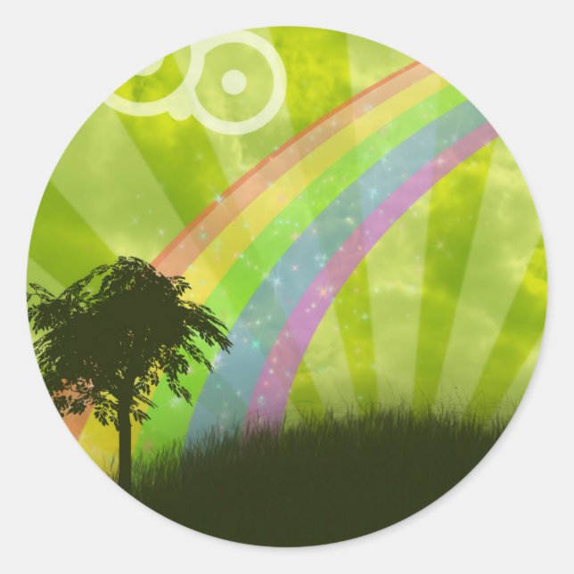Irgendwo unter dem Regenbogen Runder Aufkleber (Vorderseite)