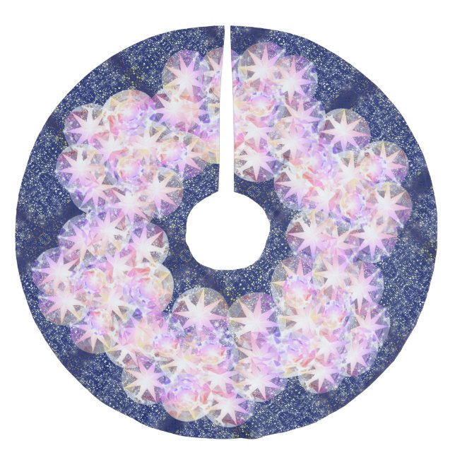 Iridescence Pink Lavender Compass Gemstone Polyester Weihnachtsbaumdecke (Vorderseite)