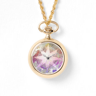 Iridescence Pink Lavender Compass Kristall Armbanduhr