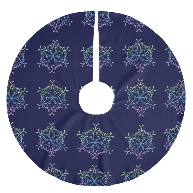 Iridescence Snowflakes Weihnachtsbaumrock Polyester Weihnachtsbaumdecke (Vorderseite)