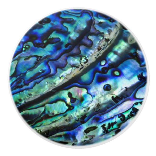 Iridescent Abalone-Muschel | Maßgeschneiderte Kera Keramikknauf (Vorderseite)