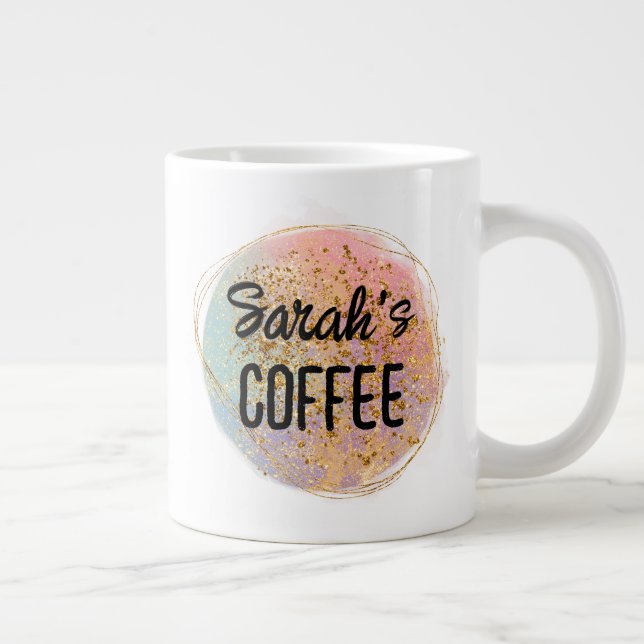 Iridescent Abstract Glitter With Name Jumbo-Tasse (Rechts)