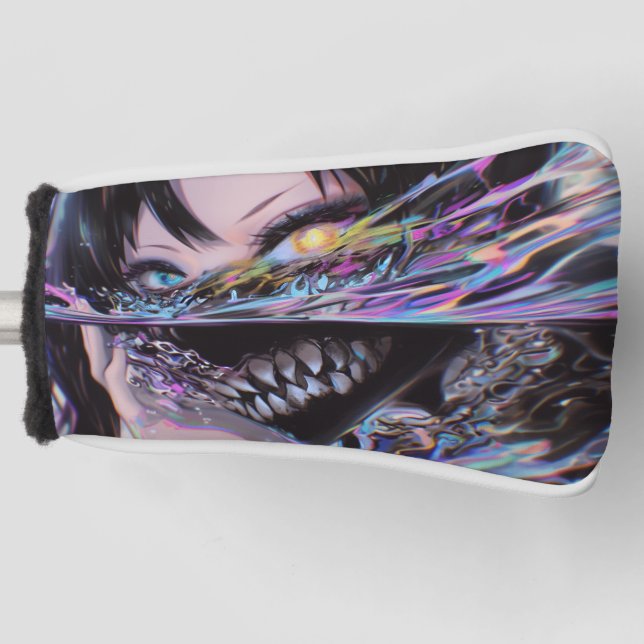 Iridescent Anime Horror: Liquid Smile Monster Golf Headcover (Vorderseite)