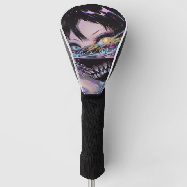 Iridescent Anime Horror: Liquid Smile Monster Golf Headcover (Vorderseite)