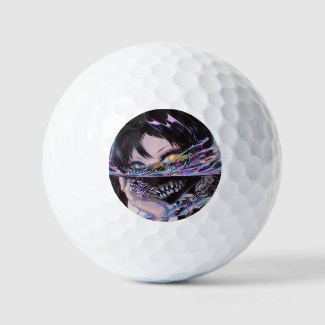 Iridescent Anime Horror: Liquid Smile Monster Golfball (Vorderseite)