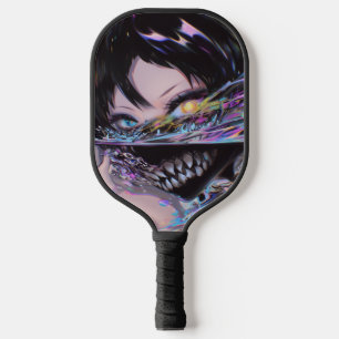 Iridescent Anime Horror: Liquid Smile Monster Pickleball Schläger