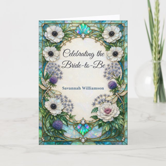 Iridescent Art Nouveau Botanical Bridal Shower  Karte (Vorderseite)