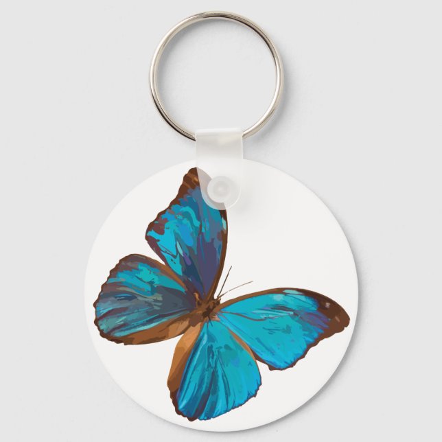 Iridescent Blue Butterfly Basic Schlüsselanhänger (Vorderseite)
