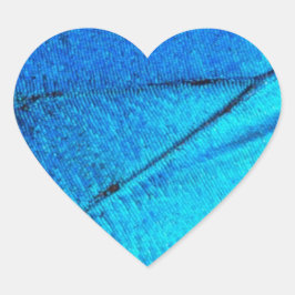 Iridescent Blue Butterfly Wing Herz-Aufkleber