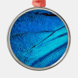 Iridescent Blue Butterfly Wing Silbernes Ornament