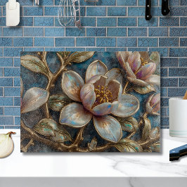 Iridescent Blue Cloisonne Magnolia Schneidebrett