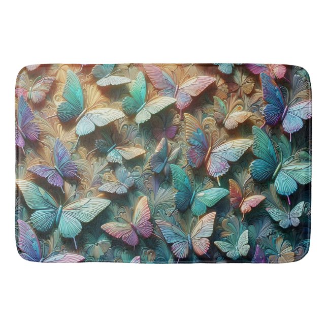 Iridescent Butterfly Garden Badematte (Vorderseite)