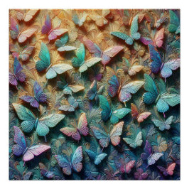 Iridescent Butterfly Garden Poster