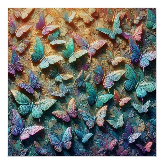 Iridescent Butterfly Garden Poster (Vorderseite)