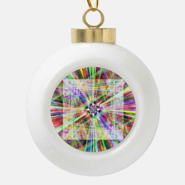 Iridescent Chrome Eleven Keramik Kugel-Ornament (Vorderseite)