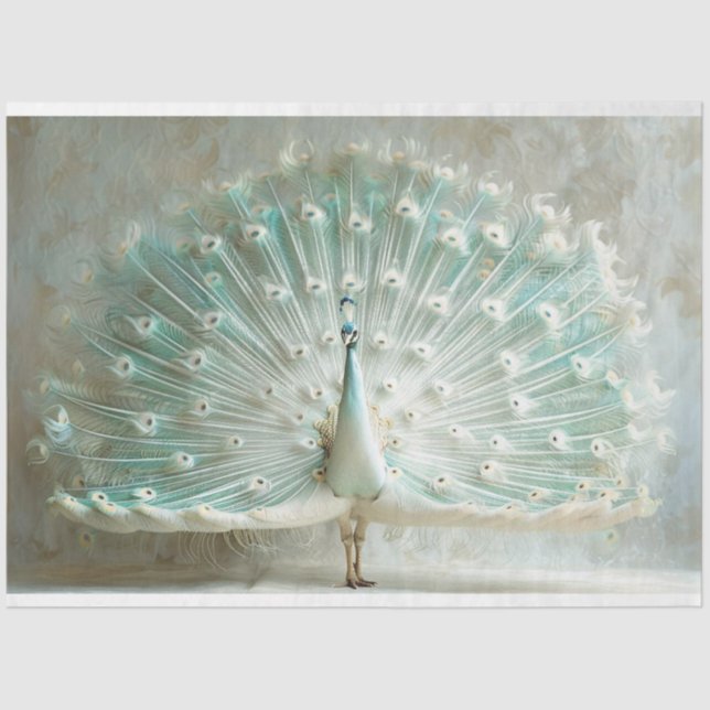 Iridescent Colored Peacock Decoupage Seidenpapier (Vorderseite)