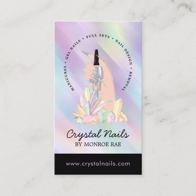 Iridescent Crystal Nail Technician Beauty Salon Bu Visitenkarte (Vorderseite)