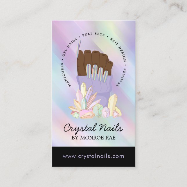 Iridescent Crystal Nail Technician Beauty Salon Bu Visitenkarte (Vorderseite)