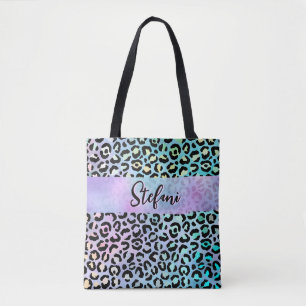 Iridescent Foil Rainbow Leopard Lila
