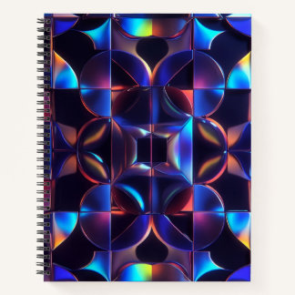 Iridescent Geometric Glow Spiral Notebook - Abstra Notizbuch