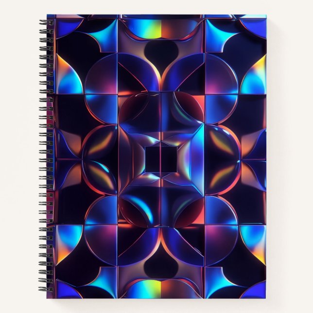 Iridescent Geometric Glow Spiral Notebook - Abstra Notizbuch (Vorderseite)