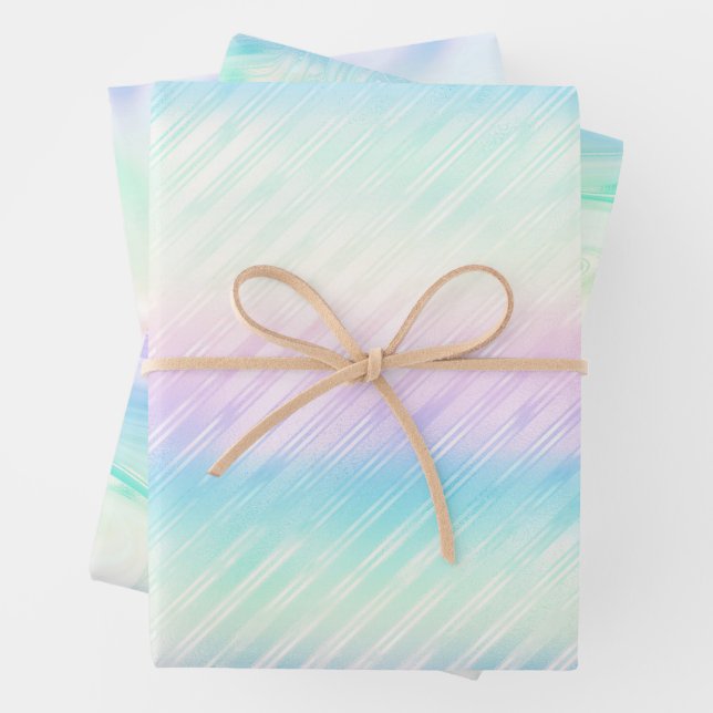 Iridescent Glam Rainbow Pattern Geschenkpapier Set (Beispiel)