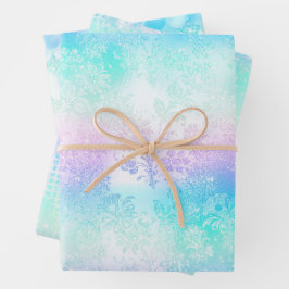 Iridescent Glam Rainbow Pattern Geschenkpapier Set