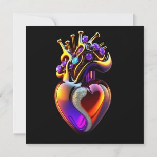 Iridescent Glass Heart Valentine Karte
